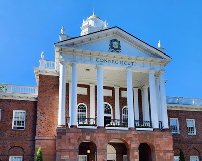 The exterior of a state building